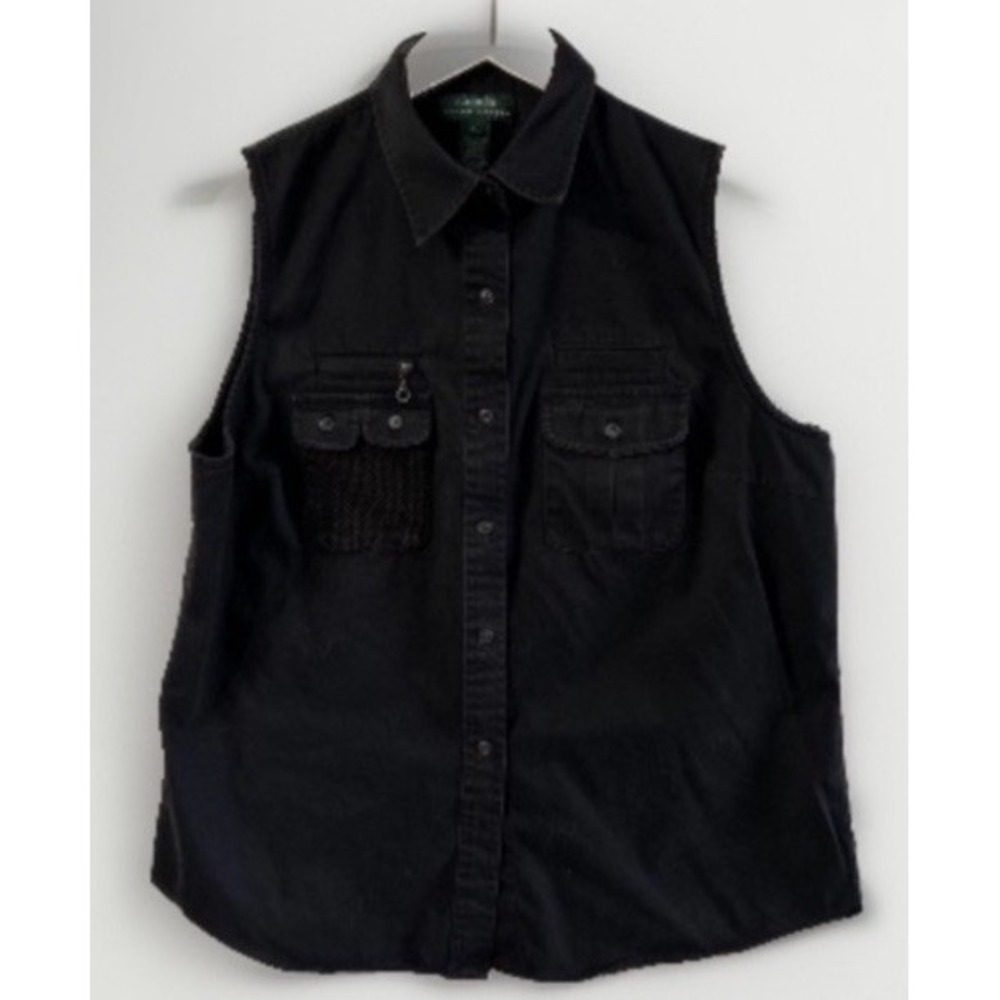 Vintage Women's Lauren Ralph Lauren Safari Vest Fishing Field Cargo Hong Kong L